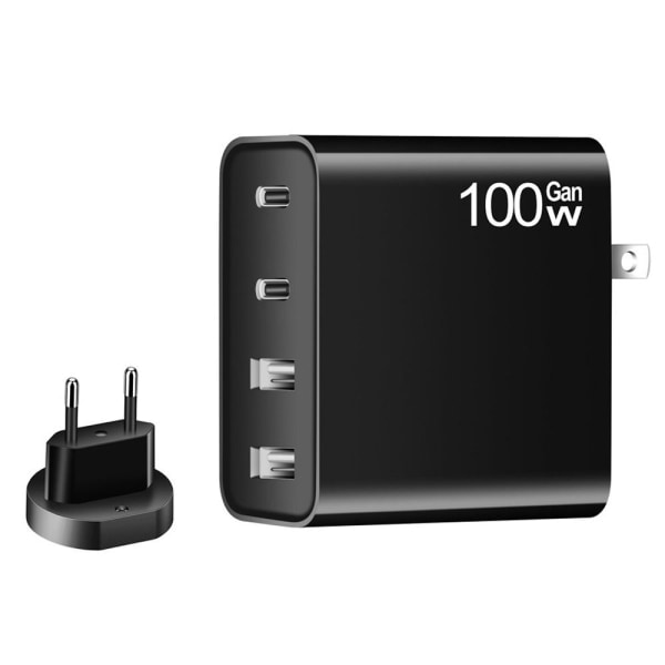 100W GaN Ladeadapter Dobbel Type C QC3.0 USB-A EU-Plugg