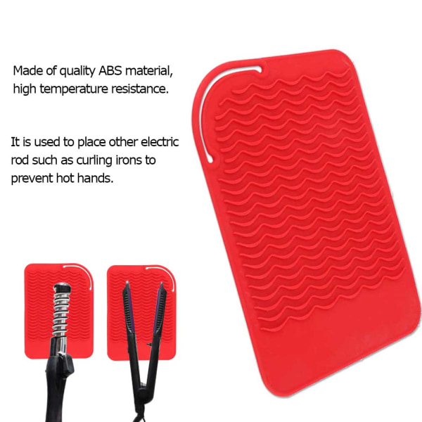 Varmebestandig varmeisoleringspude Foldbar måtte til elektrisk hårrullestang (rød)
