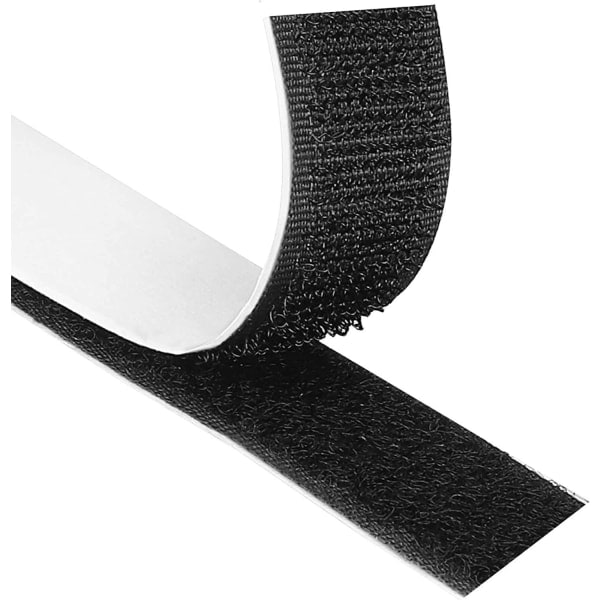 Velcro tape selvklæbende 8 meter ekstra stærk, dobbeltsidet (sort)