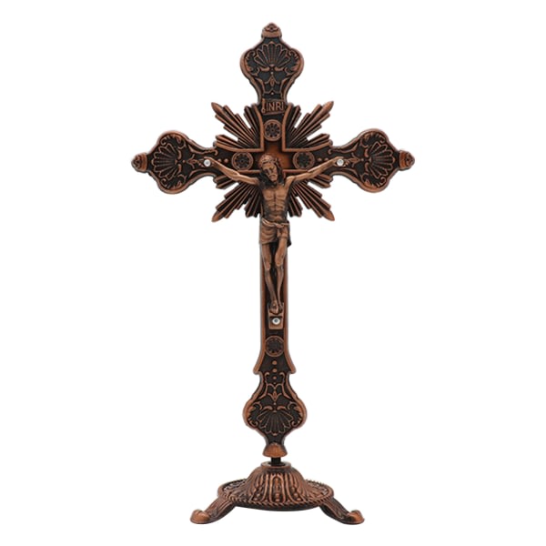 Metall vintage för korsfigur Jesus korsfäst kristen katolsk konststaty null - 6