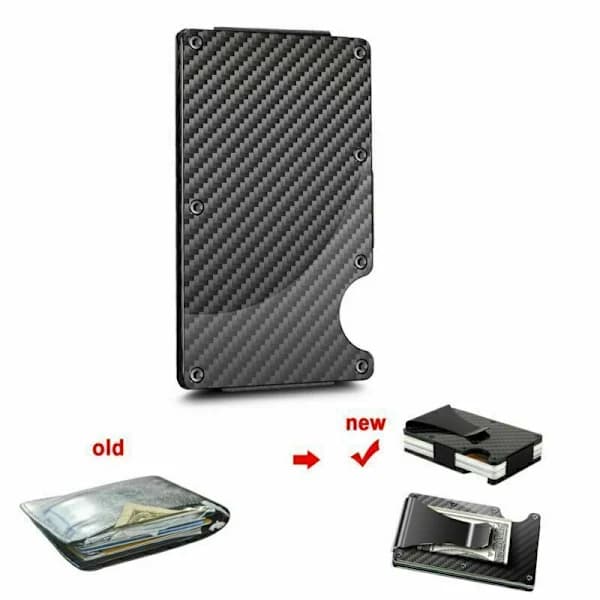 RFID-skyddad kolfiberplånbok med sedelklämma för män