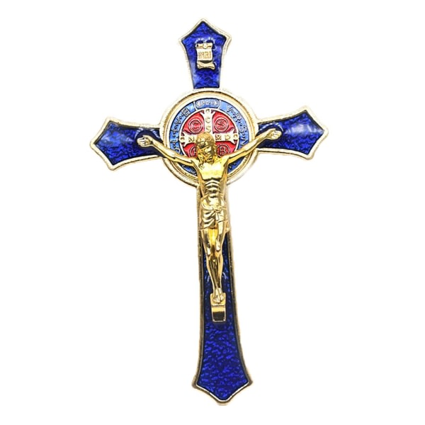 1/2/3/5 Zinklegering Väggkrucifix Cross Jesus Statue Staty Blue 12x7cm 1sett