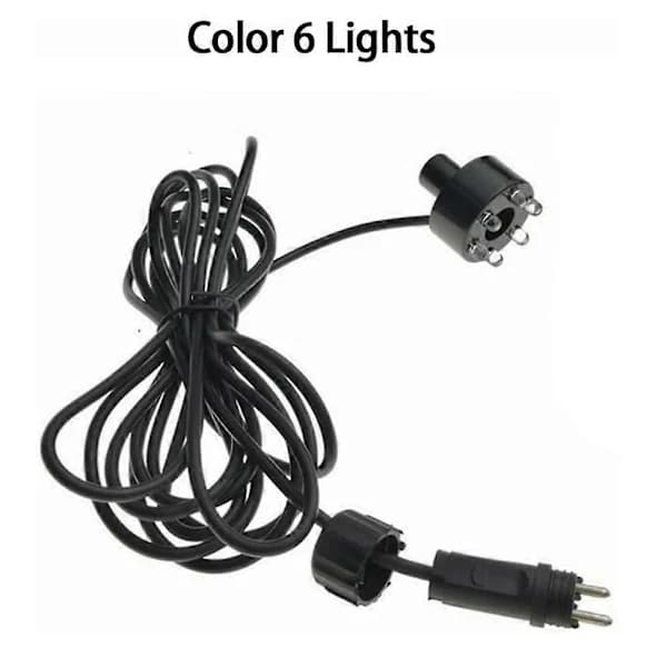 RGB 6 LED Springvandslampe AC12V Vandtæt ABS Undervandsdamlampe til Pools Akvarier og Springvand Sort Black