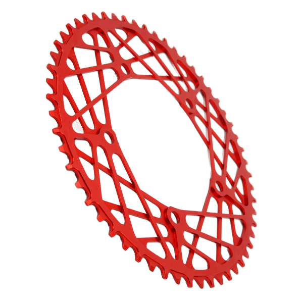 Pyörän ketjurengas 56T alumiiniseosta kevyt kulutusta kestävä polkupyörän ketjun pyörän kampilevy vaihtoa varten punainen