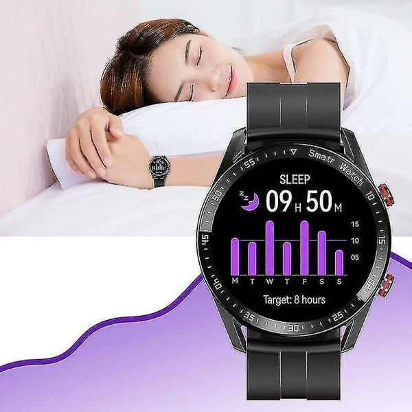 Ikke-invasivt blodsukkermåler Smart Watch, Full Touch Health Tracker Ur med blodtryk, blodsyrmåling, søvnmonitorering, voksen, hvid