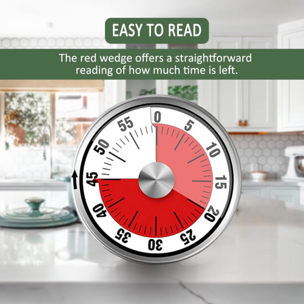 Køkken Timer Magnetisk - Visuel Timer til Børn, 60 Minutters Visual