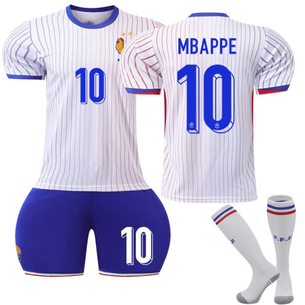 UEFA EM 2024 Frankrike Borta fotbollssats för barn nr 10 Mbappe 24 24