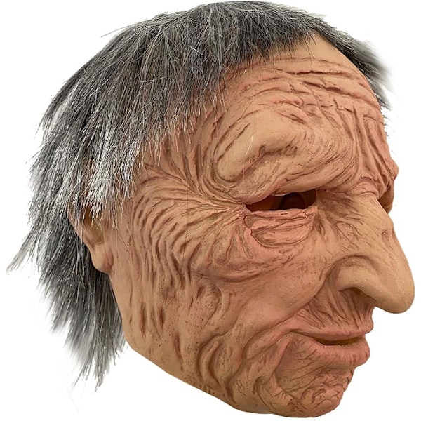 Halloween latexmaske - gammel mann dekor realistisk ansiktsmaske for menneskelig rynke C