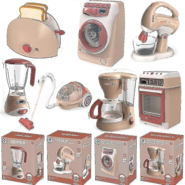 Köksapparater Leksak, Barn Kökslåtsaslek Set med Kaffebryggare, Mixer, Blender, Pojke An