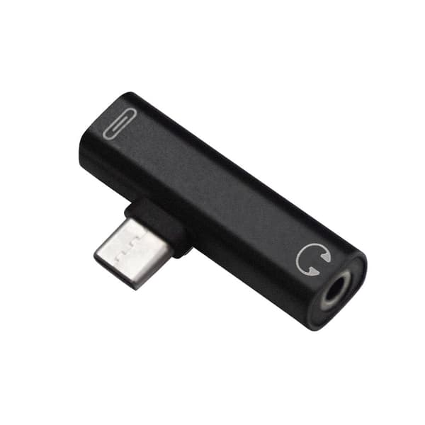 USB-C Splitter med 3,5 mm stik - Sort