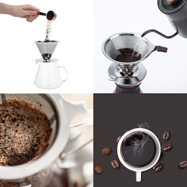 Rustfritt stål papirløs hell over kaffefilter