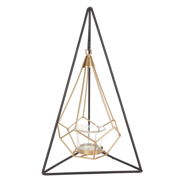 Geometrisk telys lysestake Hengende metall telys lysestake med votivglass og displaystativ