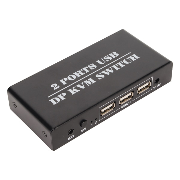 DisplayPort KVM-switch 2 portar 4K 60Hz Dual Mode Aluminiumlegering Plug and Play KVM-omkopplare för tangentbordsmus 100?240V EU-kontakt 100?240V