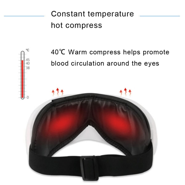 Vibration Hot Compress lievittää väsymystä Näkösuojaus Silmälappu Silmähierontalaite