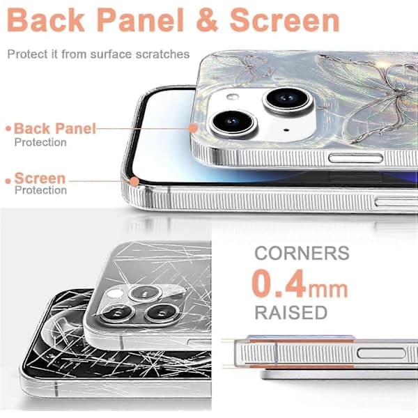 Trendy Butterfly Pattern Slim TPU Case for iPhone 15 - Shiny Silver, Shockproof & Stylish Cover Compatible with iPhone 15