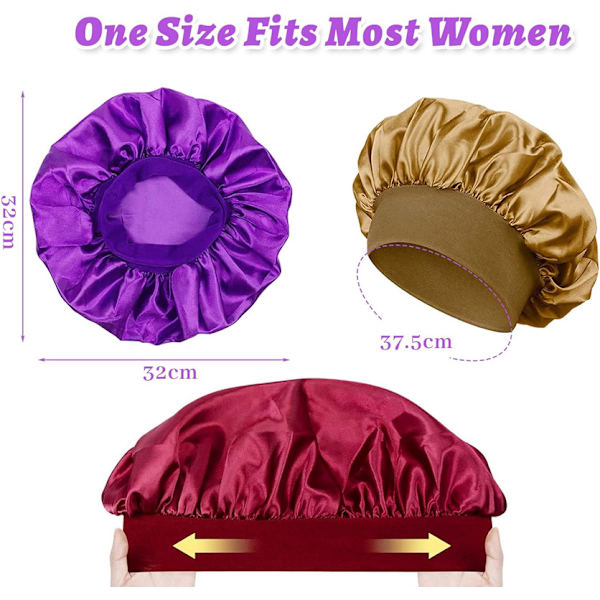 4 delar satin sovmössor, mössa med 4 delar elastiska hårband