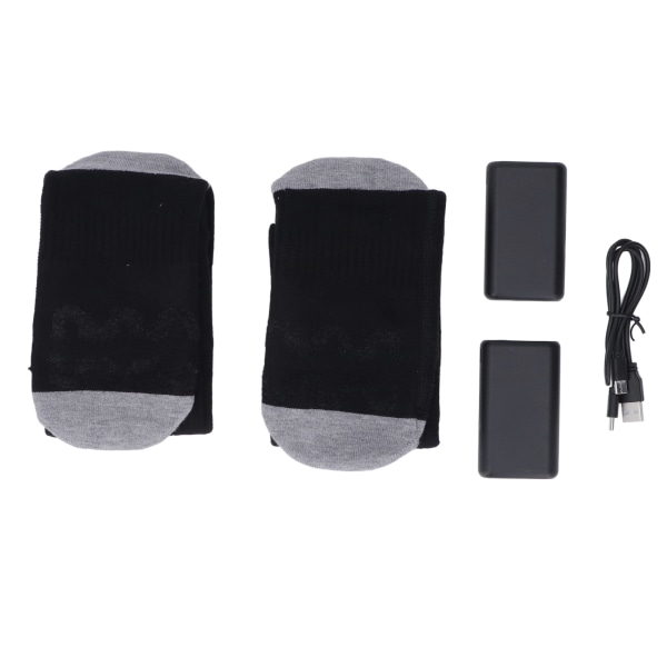 1 par opvarmede sokker 3 niveauer temperatur genopladelige behagelige sorte grå elektriske varmestrømper til vandreture på ski
