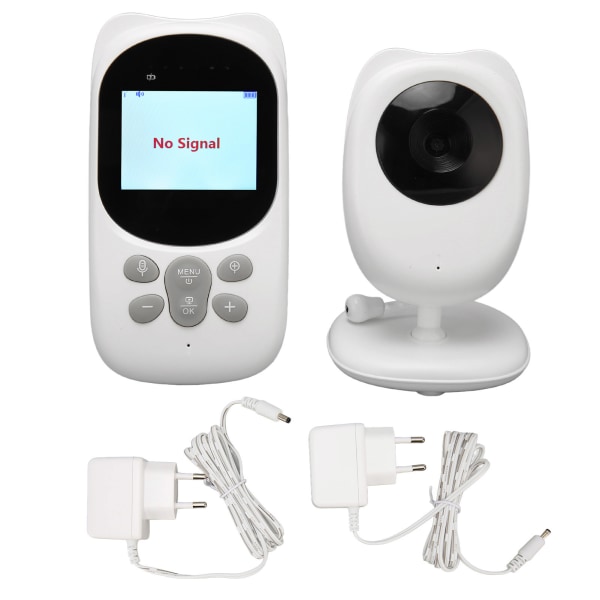 2,4 tommer video babyalarm 2-vejs intercom Auto Night Vision bærbart babykamera 100?240V hvid EU-stik