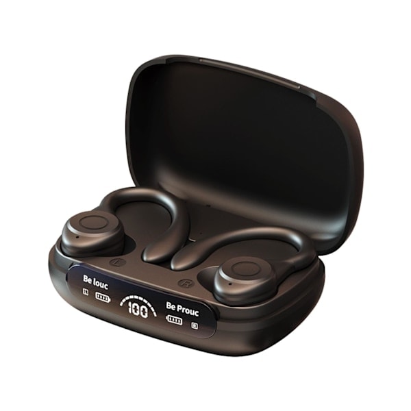 Gaming Headset Konkurranse Lav Latens In-Ear Bluetooth Hodetelefoner, IPX7 Vanntette Immersive Bass Bluetooth Hodetelefoner med Digital Display (Svart)
