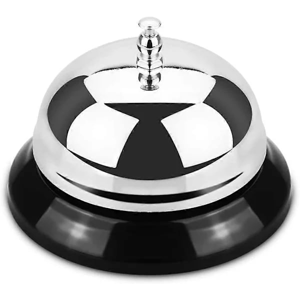 Ringklocka - Klassisk hotellserviceklocka, silver, 2-pack