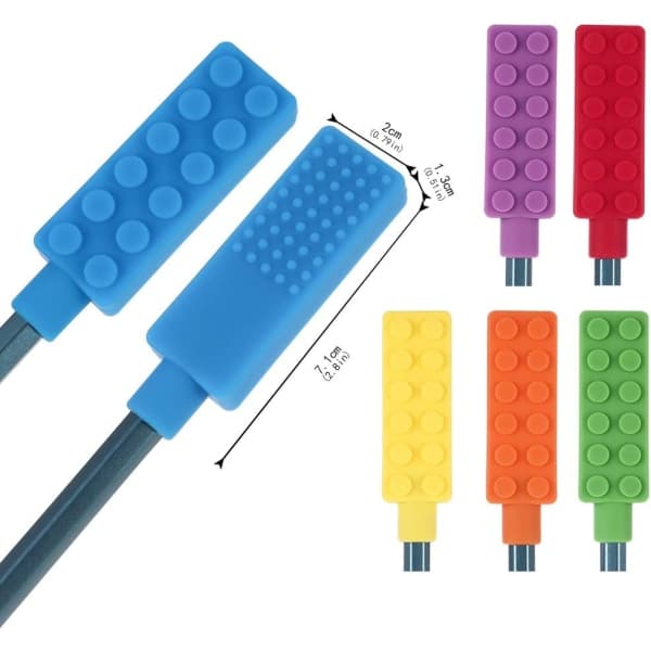 Tuggbara pennspetsskydd sensoriska fidget-toppar för barn, oromotoriska specialbehov, 6-pack