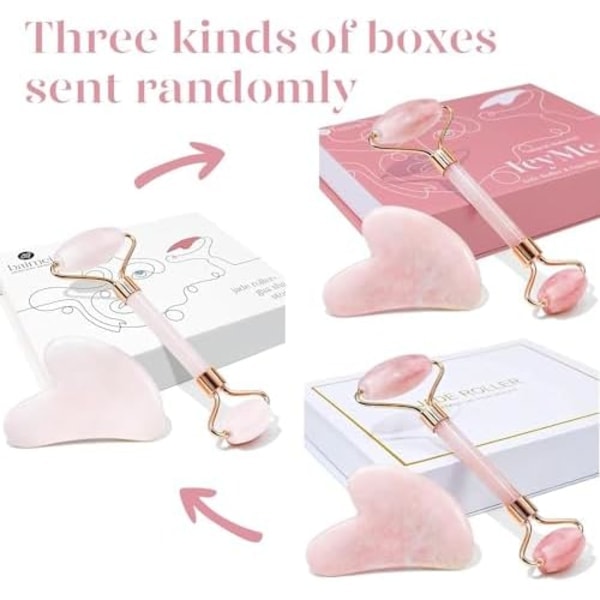 Gua Sha Set i Rosenkvarts - Ansiktsmassage för Rynkor & Muskelspänningar Rosa -
