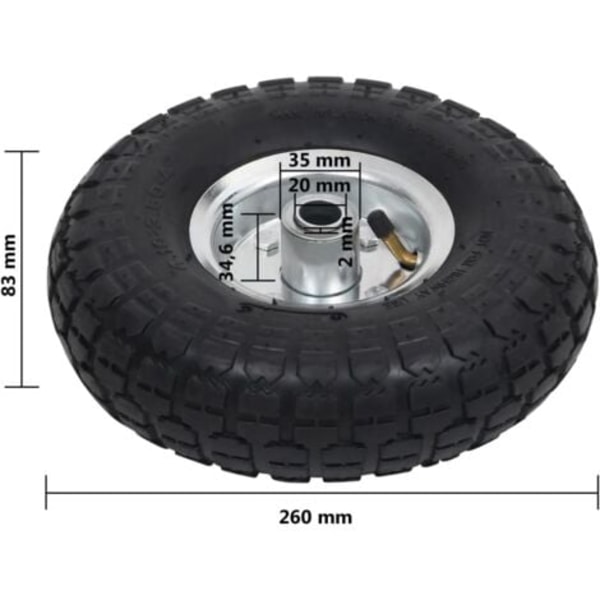 DPZO Sækkevognshjul 2 stk. Gummi 4.10/3.50-4 (260 x 83 mm).pa