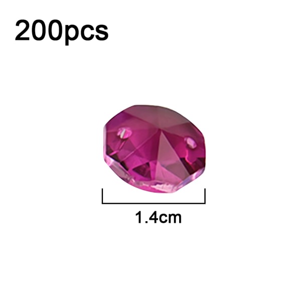 14 mm 200 st Crystal Octagon Beads 2 huls DIY Bröllop og hem Lilla