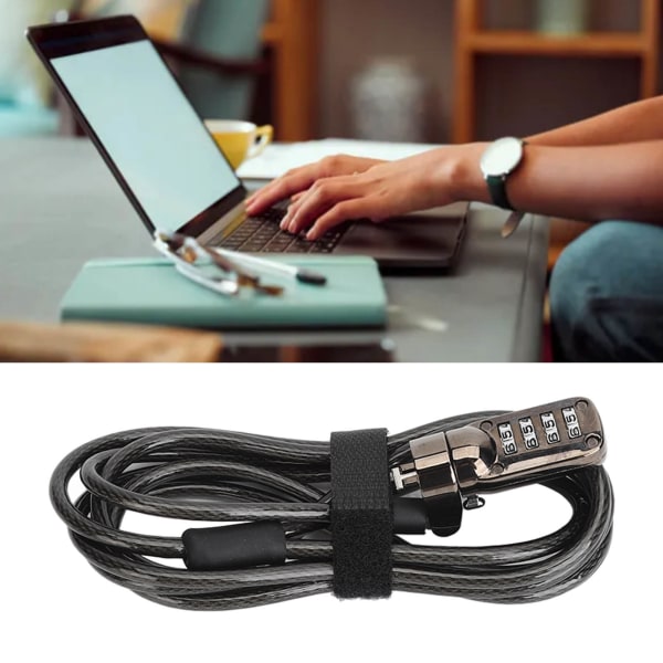 Laptop-kabellås 4-cifret adgangskode Anti-tyveri Skærebestandig Justerbar Laptop Låsekabel til Desktop Projector Tablet