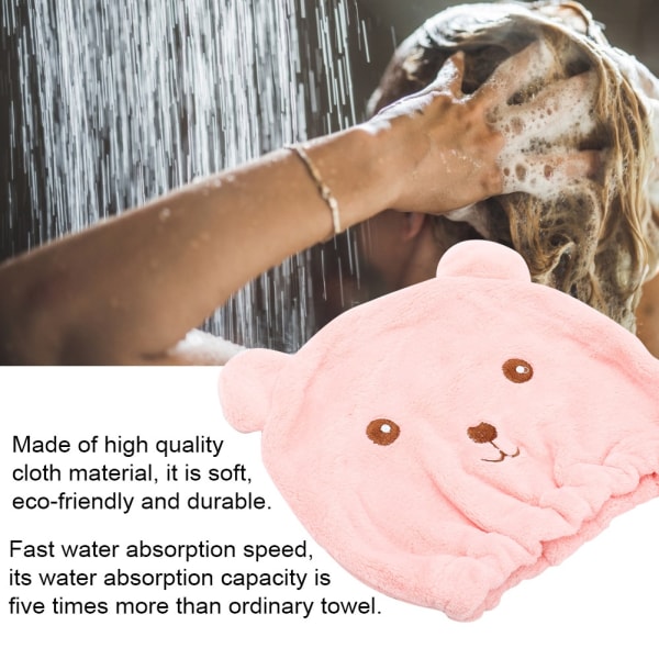 Naisten Naisten Pehmeä Pyyhe Nopeasti Kuivuva Hiukset Kuivaus Hengittävä Hattu Cap Kylpyamme (vaaleanpunainen)