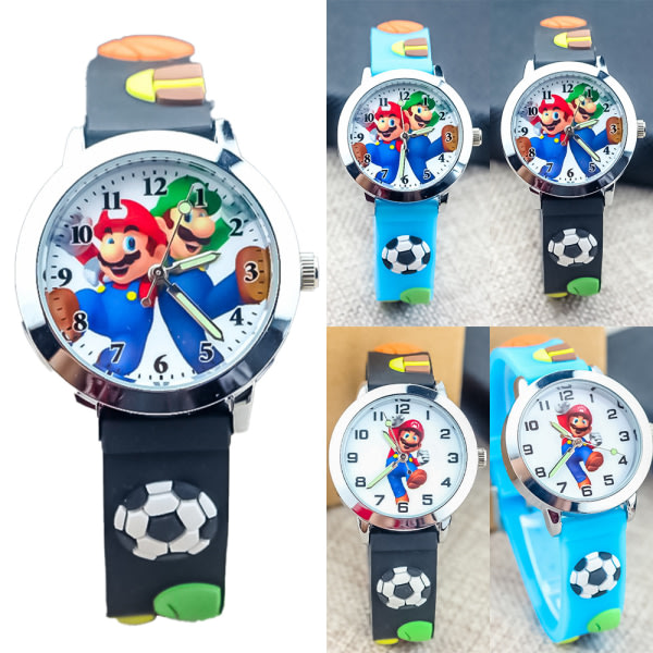 Watch för barn 3D Anime Mario Cartoon Quartz Watch A