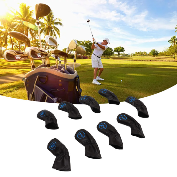 9 kpl golfin rautapäänsuojat PU vedenpitävät golfmailan pääsuojat oikealle vasenkätisille golfaajille mustat