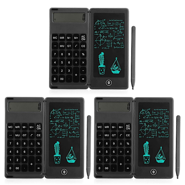 3X Lommeregner Notesblok 6 Tommer LCD Skriveplade Digital Tegneplade med Stylus Pen Sletteknap Lo.pa