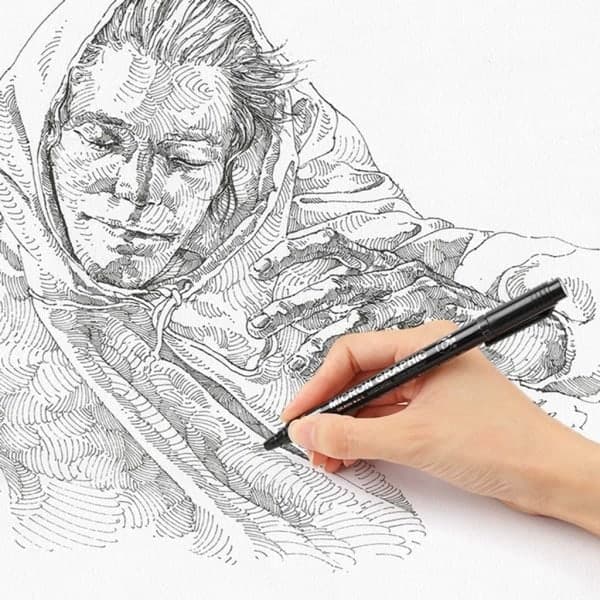 Blækpen kunstnerpen sort 12 stk./pakke