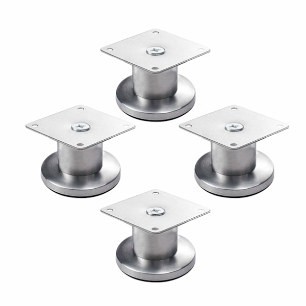 4 Justerbara Möbelben i Rostfritt Stål Silver (3,8 cm)