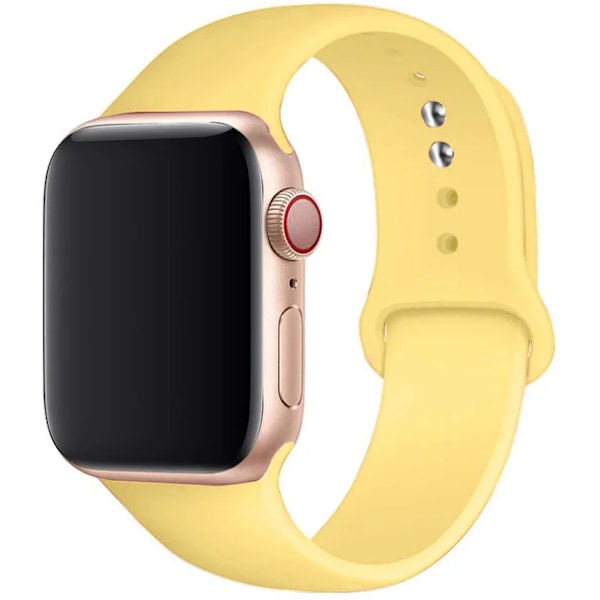 Silikonrem til Apple Watch Band 45mm 44mm 42mm 49mm 41mm 40mm 38mm armbånd iwatch Series 8 7 9 SE 4 3 5 Ultra 6 Kanariegul Canary Yellow