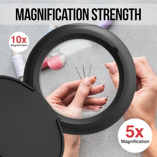 Magnifying Glass with Lamp and Stand, 5X & 10x Magnification as Table