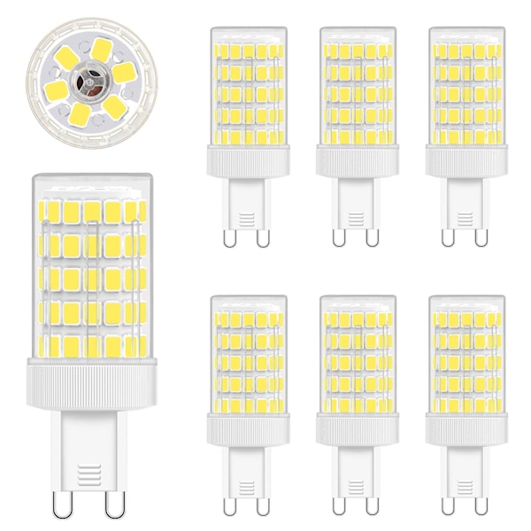 G9 LED-pære kald hvit, 10W 6000K 900LM AC 220V 6-pakning