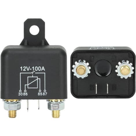Starterrelæ solenoide 4 ben 12V 100A NO til plæneklipper, havetraktor, golfvogn.pa