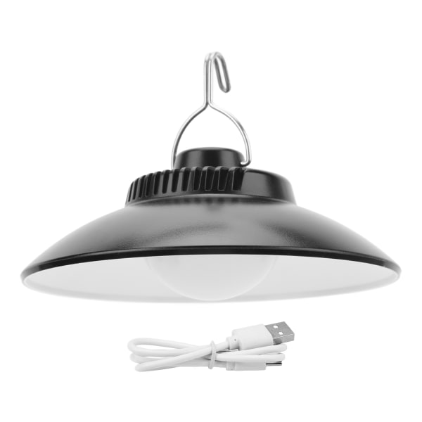 LED bærbar campingteltlampe Hvitt lys 2 nivåer USB-lading Vanntett hengende campinglampe med krok for utendørs