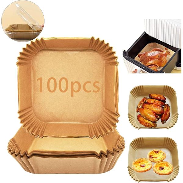 Pack Air Fryer Papper för Airfryer 100-pack Kvadrat Square 16CM