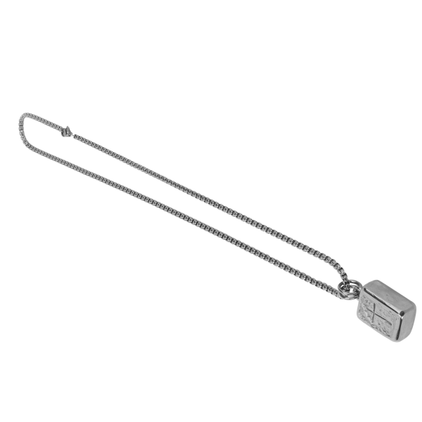 Unisex titanium stål halskæde Retro rektangulært krydset mønster vedhæng halskæde stål farve