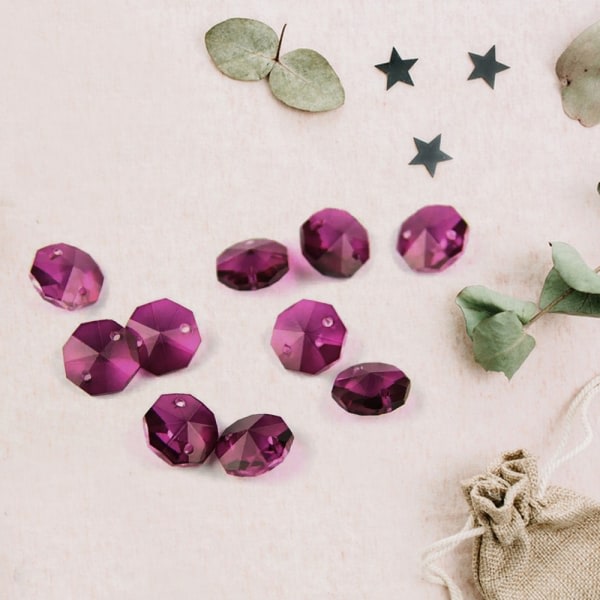14 mm 200 st Crystal Octagon Beads 2 hål DIY Bröllop ja helma violetti