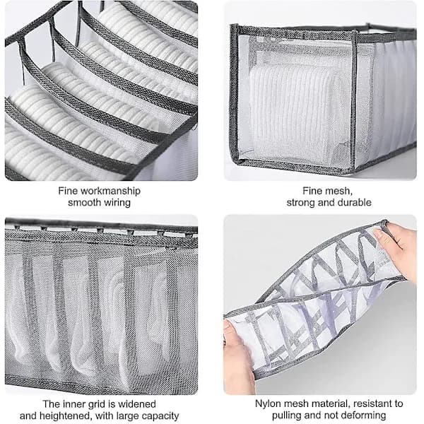3-pack Underwear Drawers Organizer Foldable Storage Box Large Capacity