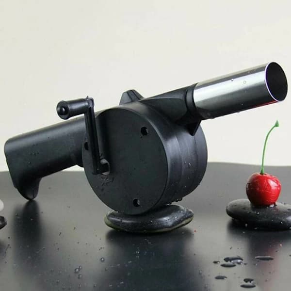 BBQ Håndsvingventilator Plast og Metal Kulildstarter til Grill Picnic Camping Sort 26,5 cm