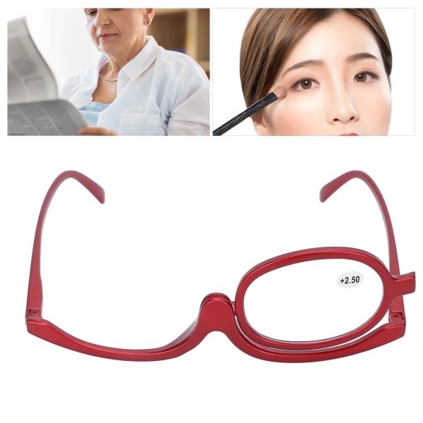 Forstørrelsesglas Makeup-briller Enkeltglas drejelige moderigtige øjenmakeup-briller til kvinder Rød(+2,50 )