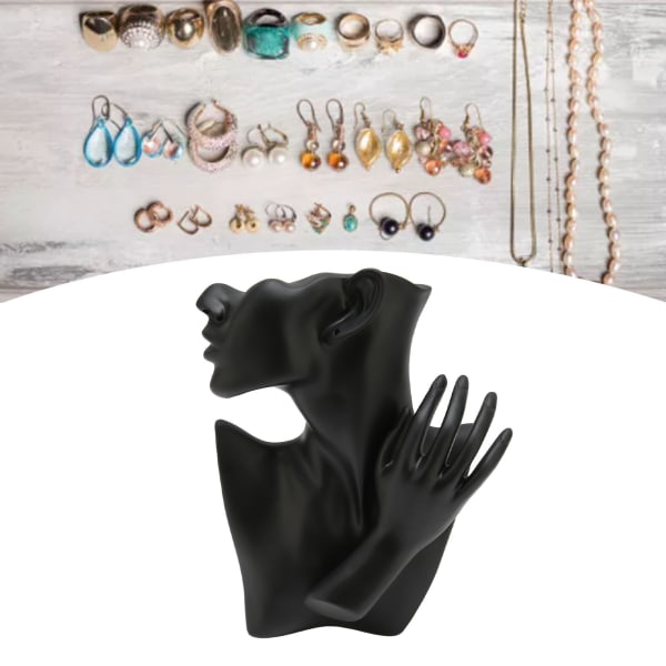 Smykker Mannequin Display Sæt sort harpiks Realistisk kunstnerisk øreringe halskæde Ring Display Stand for Shop