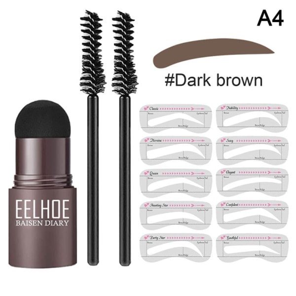 Eyebrow Shaping Kit Stamp Ögonbrynspenna och 5 par Brow Stenc A6 Medium brun kostym A6 Medium brown suit