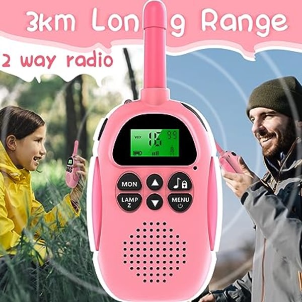 Walkie talkies for barn, opladningsbar walkie talkie med 16 kanaler 2-vägsradio, 3 km for udendørsäventyr campingvandring, julklapp