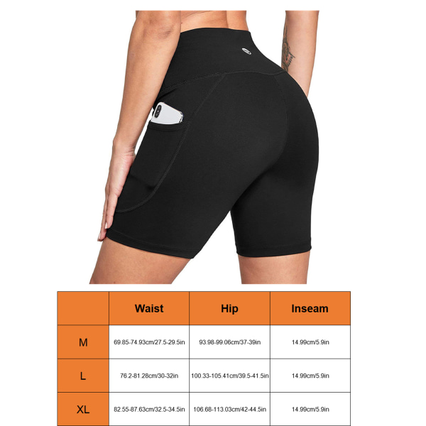 Atletisk shorts med høy midje Høyt elastisk undertøy for treningsstudio Yoga Løpetrening Fitness Svart L